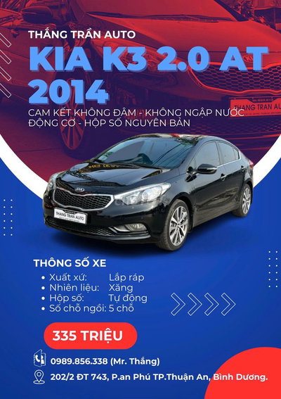 Kia K3 bản 2.0 AT Sản xuất: 2014 siêu đẹp bao test