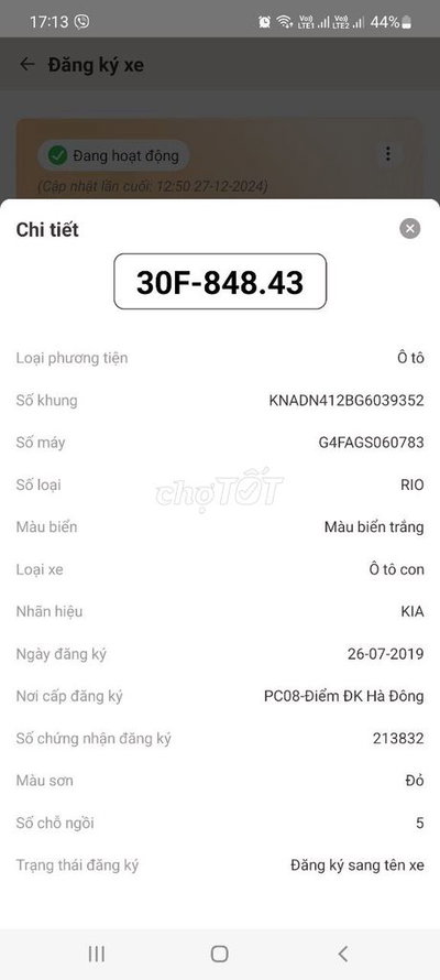 Kia Rio 2016 AT Đỏ 96000 km