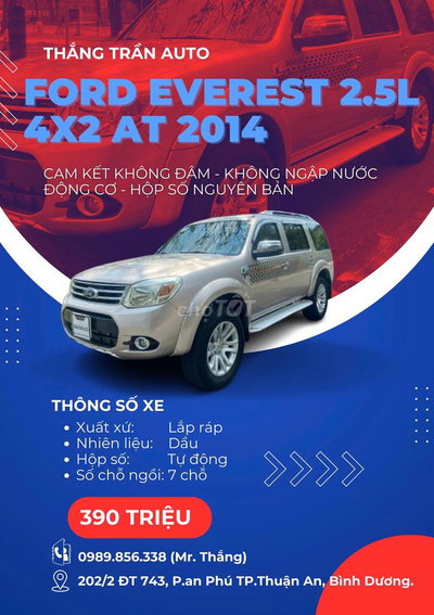 ✅ Ford Everest 2.5L AT 4x2 Diesel Sản Xuất: 2014