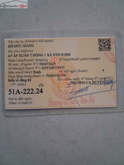 Xe Toyota Camry GL 2.2 MT 1995