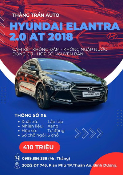 Hyundai Elantra 2.0 AT Sản xuất 2018 Odo 52.000 KM
