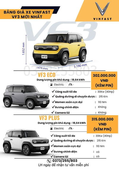 Xe điện VinFast VF 3 Vàng 2026
