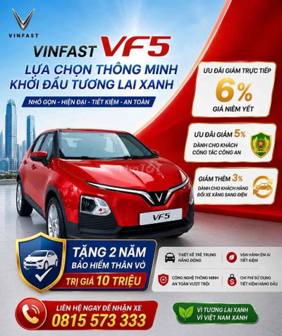 Xe điện VinFast VF5 Đỏ - Ưu Đãi Nhất Tháng 5