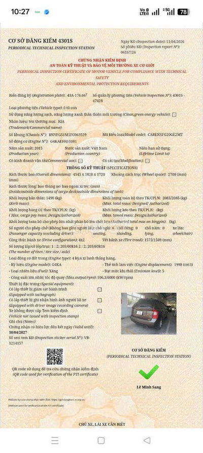 KIA Carens 2015 Nâu 7 chỗ
