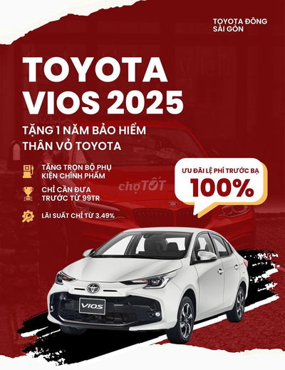 VIOS 2025 | Tặng 100% Trước Bạ | Tặng bảo hiểm